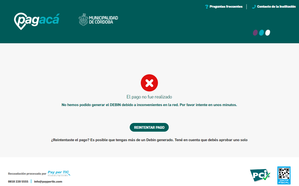 Imagen de la web de pagos